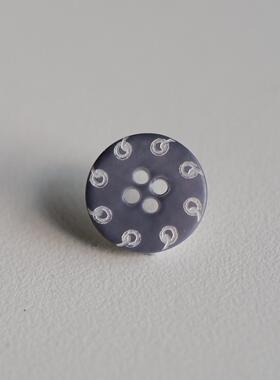 绝版15mm一颗价英国Textile Garden哑光灰色河贝边缘棒棒糖纹纽扣