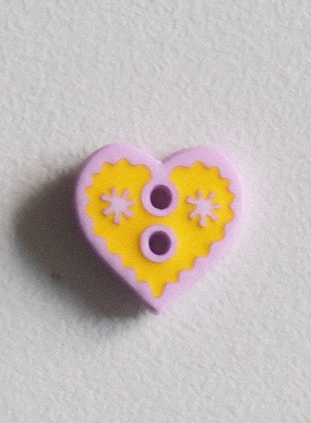 12mm一颗价英国Textile Garden紫色边纹星号和黄色中心爱心纽扣