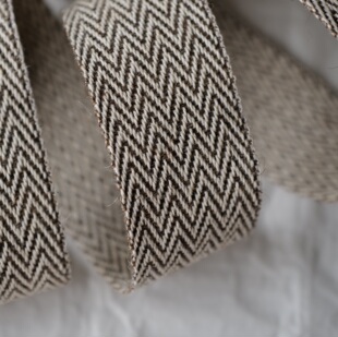 30mm宽 一米价 英国Textile Garden本白棕色三角波纹棉羊毛织带