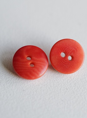 12mm一颗价 英国Textile Garden象牙棕榈简洁西瓜红色纽扣
