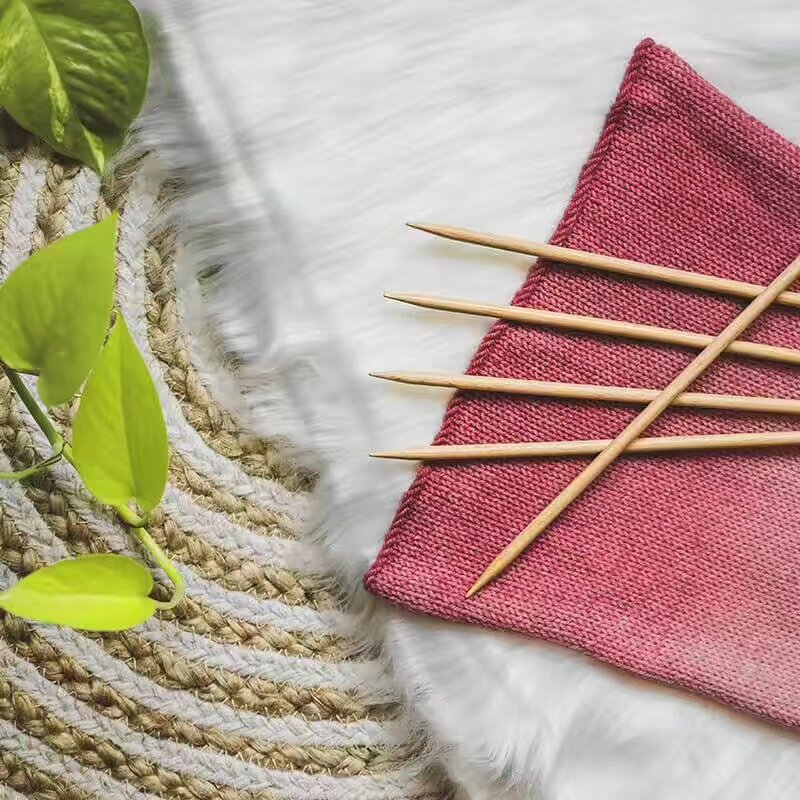 KnitPro Basix Birch 20cm 天然桦木双头直针进口毛衣针棒针直针