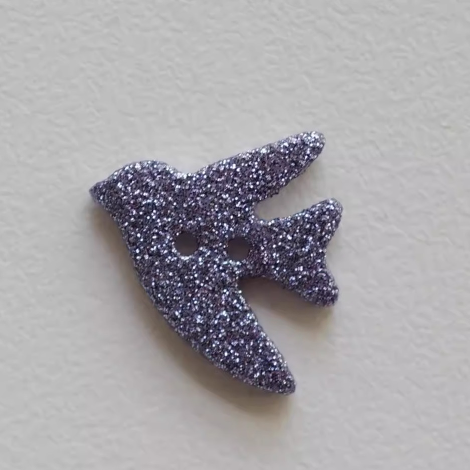 15mm海军蓝闪亮涤纶材质鸟纽扣