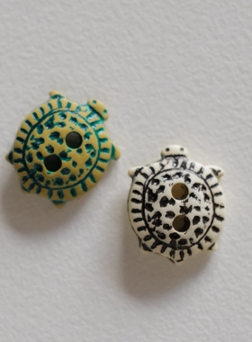 12mmx10mm2色各1颗价英国Textile Garden奶酪白黄绿色小乌龟纽扣