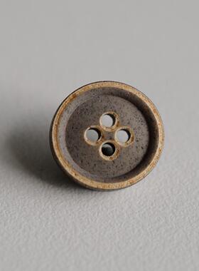 15mm 一颗价格英国Textile Garden涤纶材质仿木格雷系灰色纽扣