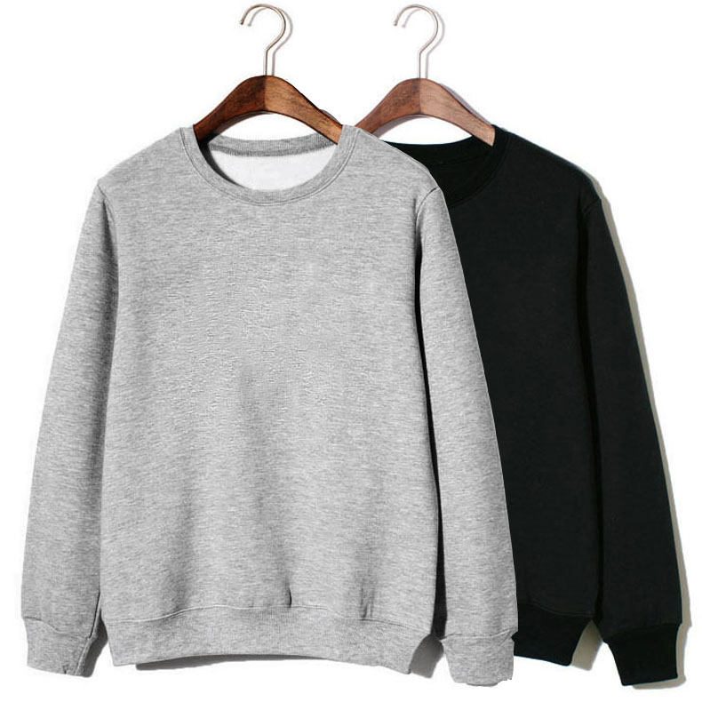 纯色百搭款圆领卫衣纯棉加绒抓绒运动宽松卫衣套头男外套秋冬加绒