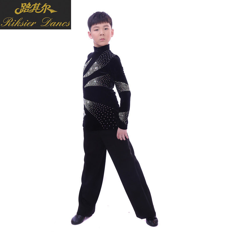 路其尔*2018年拉丁舞表演服装比赛服装2017年新款男款上衣Q-1870