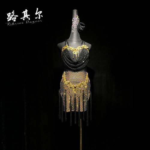 路其尔*女士新款拉丁舞定制比赛服国标舞钻服儿童舞服L-2272