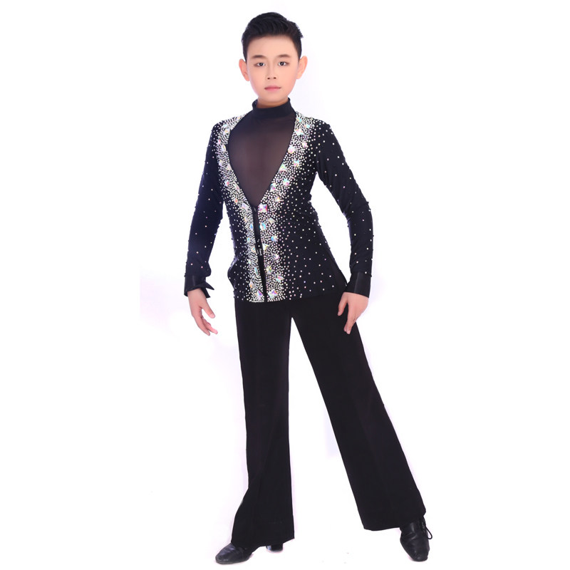 路其尔*2018年拉丁舞表演服装比赛服2017年男款上衣珠管Q-1961