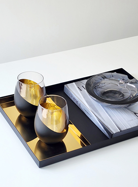 轻奢玻璃酒杯茶具收纳摆件套装