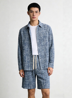 CHESTER CHARLES | 2026新款 男款 个性百搭牛仔提花纯棉长袖衬衫