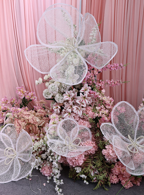 婚庆道具蕾丝网花婚礼舞台迎宾区节日户外派对橱窗装饰花饰道具