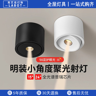 一束聚光射灯明装吸顶式可调小角度7W茶厅室氛围24°15度餐桌玄关