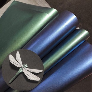 高端金属珠光 超薄超韧高级复杂折纸 单面双色 蝴蝶蜻蜓玫瑰