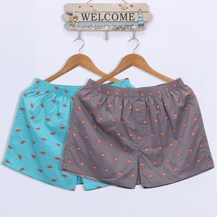 内裤 男士 纯棉宽松薄款 平角裤 青年卡通印花 2条装 中腰夏季 阿罗裤