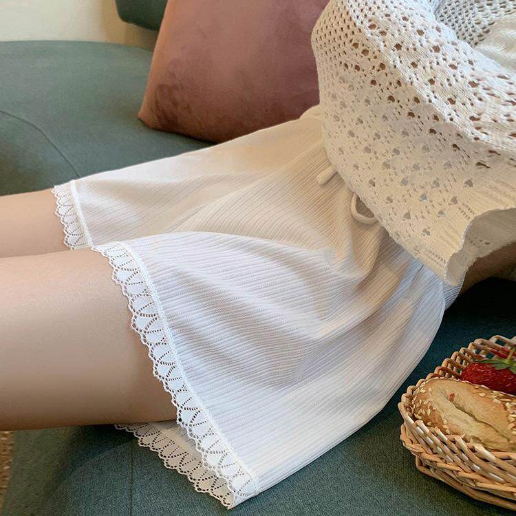 【下单立减50】宽松冰丝裤女大码防走光可外穿薄款打底短裤蕾丝高
