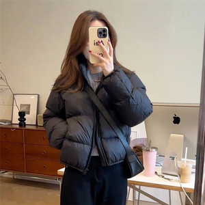 短款立领羽绒服女冬季2024年小个子爆款韩版显瘦白鸭绒面包服外套