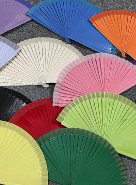 Anita新品西班牙木扇舞蹈扇纯色扇子纯手工制作扇子