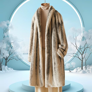 水貂毛长袖 进口整貂2023冬季 女士中长款 貂皮十字貂年轻款 皮草外套