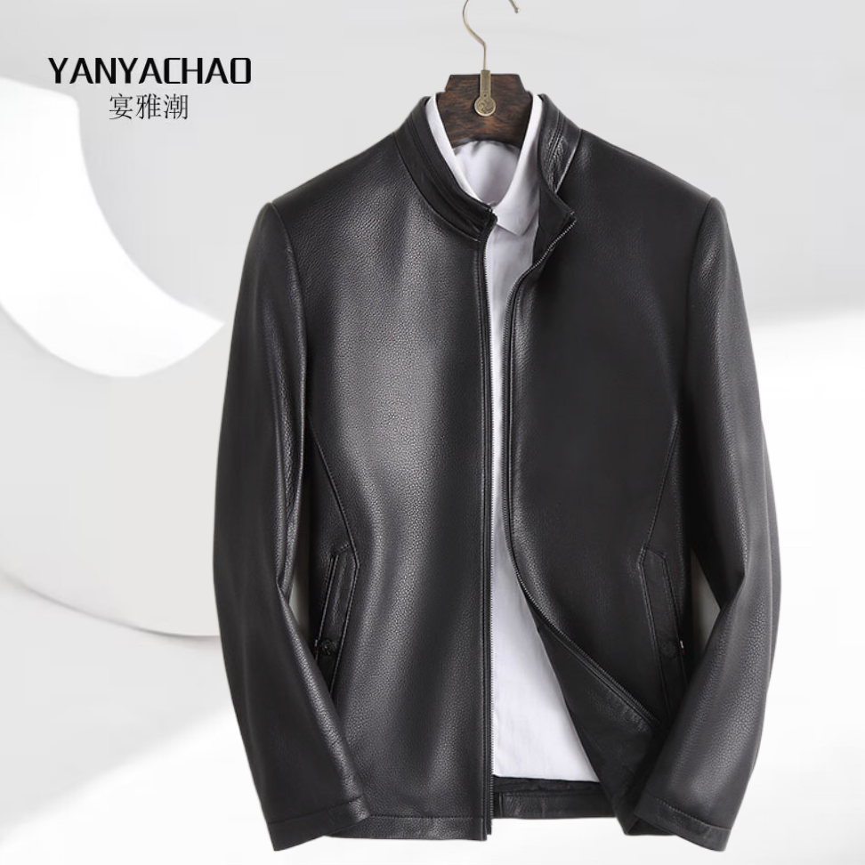 【专柜品质】秋冬男士外套海宁皮衣男款真皮立领山羊皮夹克高级感