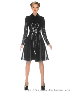 包邮 纯天然乳胶衣女装 含腰带定做订制 长袖 女士裙子风衣大衣修身