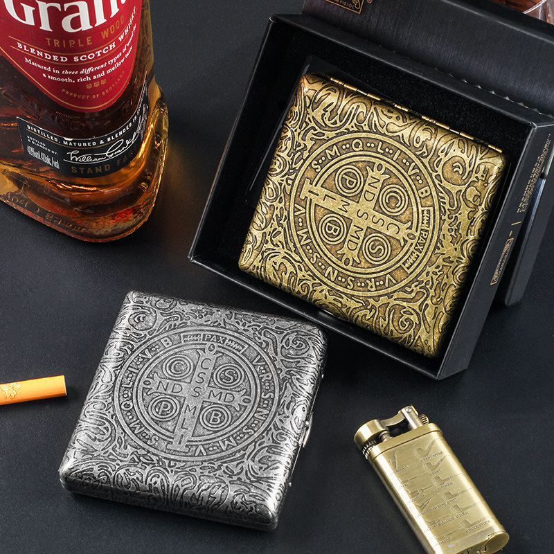 双枪康斯坦丁铜制烟盒20支装粗烟盒男士个性防潮礼品古银便携烟具