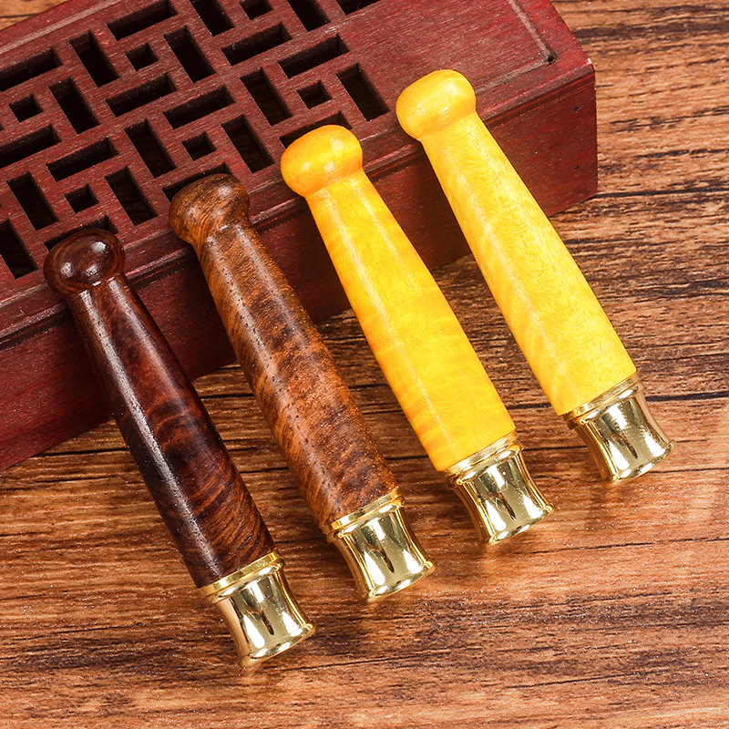 短小实木大叶花梨木短烟嘴粗中细三用圆嘴过滤嘴可循环型便携小巧