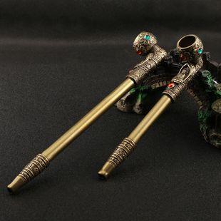 黄铜佛像烟斗烟杆烟具烟枪烟镶宝石旱烟袋锅子便携式复古男士老式