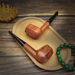 新款判官烟斗红木9mm活性炭过滤烟道实木烟斗老式旱烟袋锅子便携