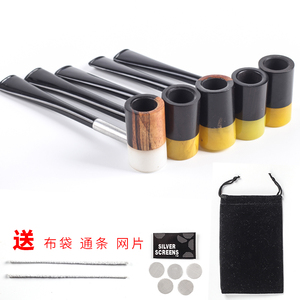 黑檀木大力水手烟斗直式过滤实木烟斗烟丝斗小烟斗木质送烟斗配件