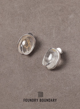 FOUNDRY BOUNDARY设计师品牌纯银钩镶嵌白水晶耳钉