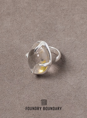 FOUNDRY BOUNDARY设计师品牌原创白水晶扭爪戒指