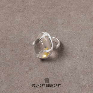 BOUNDARY设计师品牌原创白水晶扭爪戒指 FOUNDRY