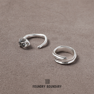 小众纯银手工镶嵌闪灵环绕套戒指