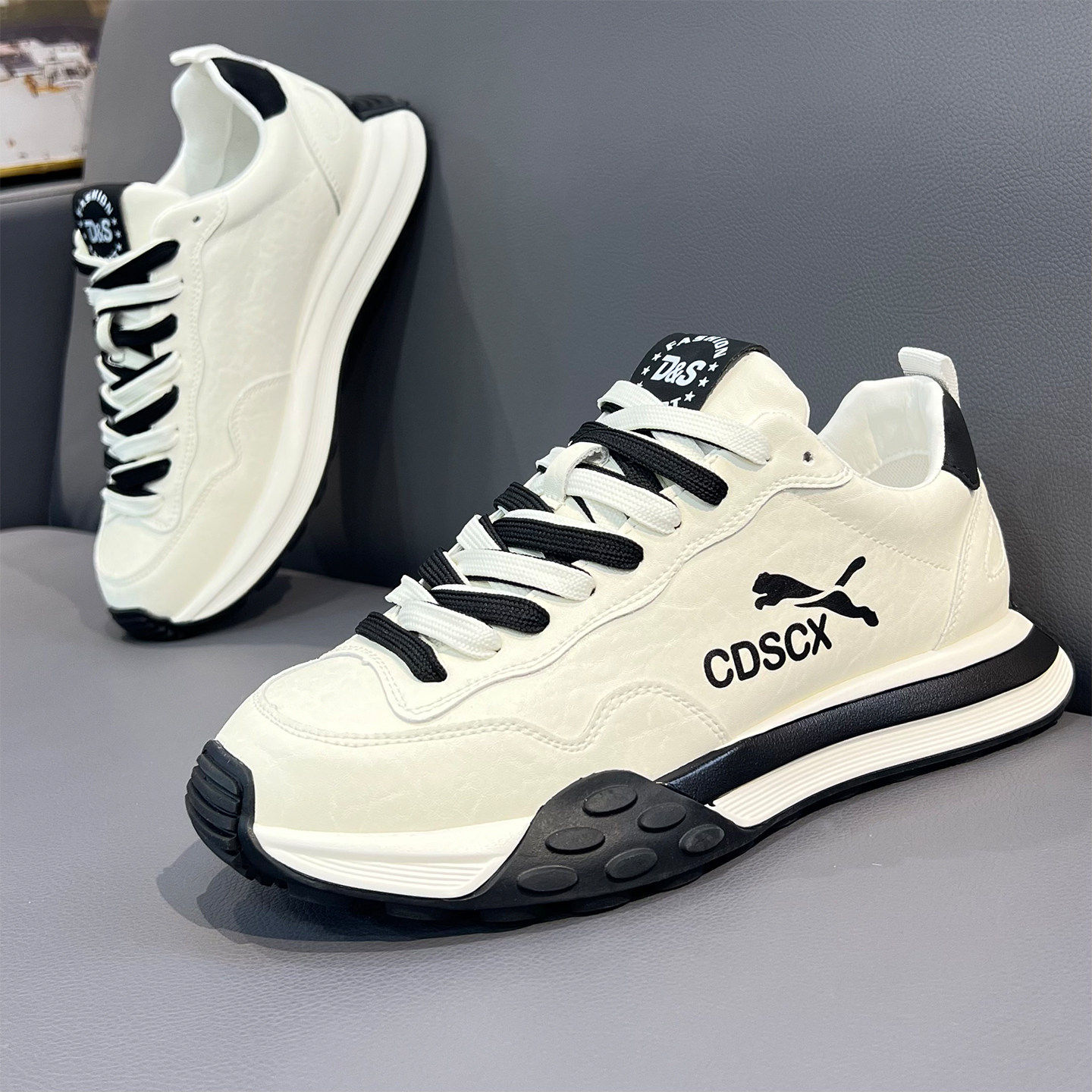 2025秋冬季新款厚底增高百搭休闲男鞋潮牌运动时尚皮面阿甘老爹鞋