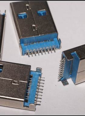1元二个 USB3.0公头 USB3.0U盘插口 3.0AM沉板式 蓝色胶 贴片插头