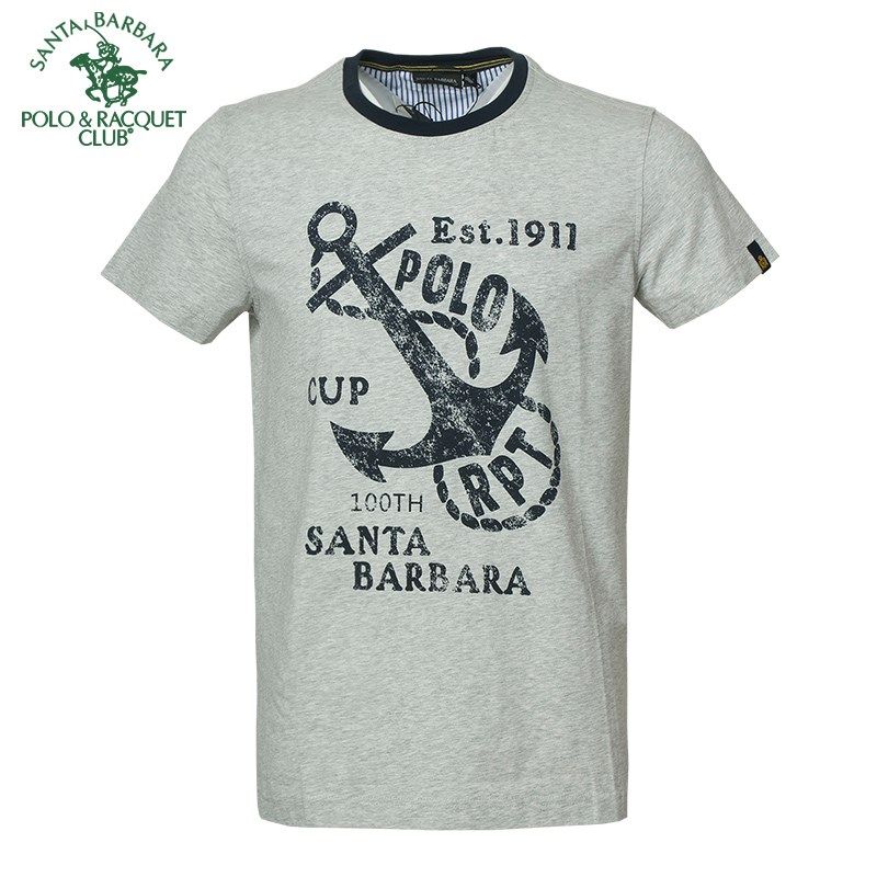 POLO圣大保罗专柜休闲男装基本款印花圆领短袖T恤