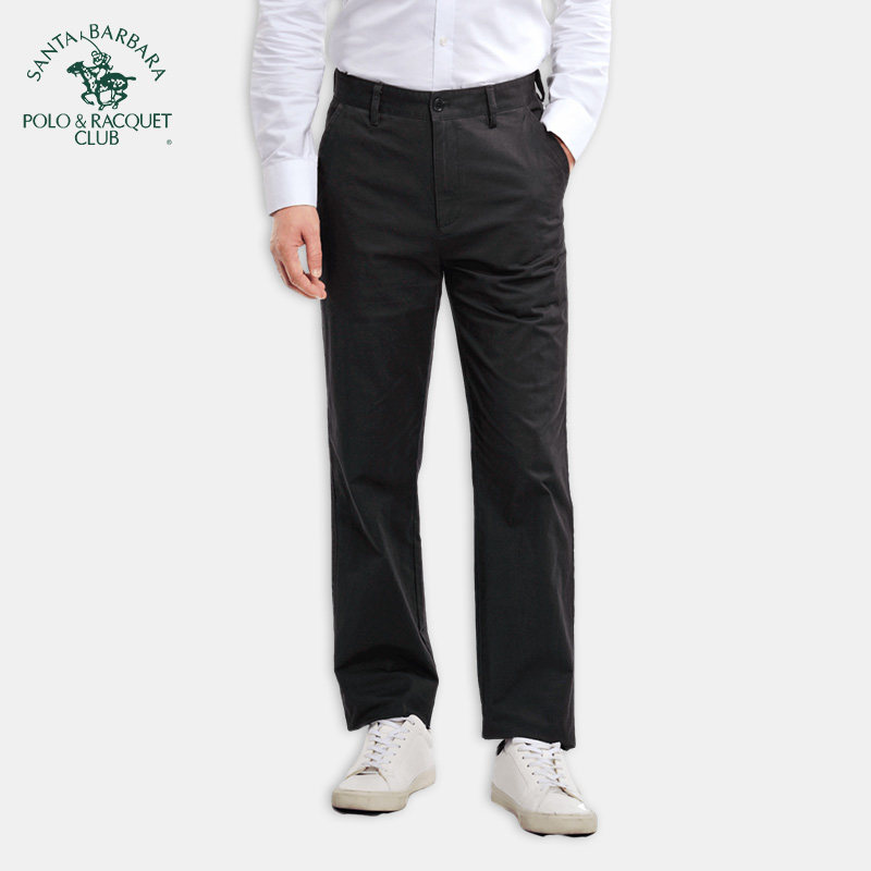 圣大保罗春秋季棉氨微弹商务休闲裤男纯棉百搭直筒裤男款宽松长裤