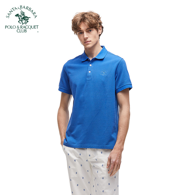 圣大保罗夏季翻领短袖t恤男士商务休闲纯棉宽松半袖polo衫纯色男