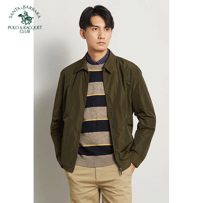 圣大保罗高端中老年男士商务休闲翻领夹克春秋季上衣单外套男款