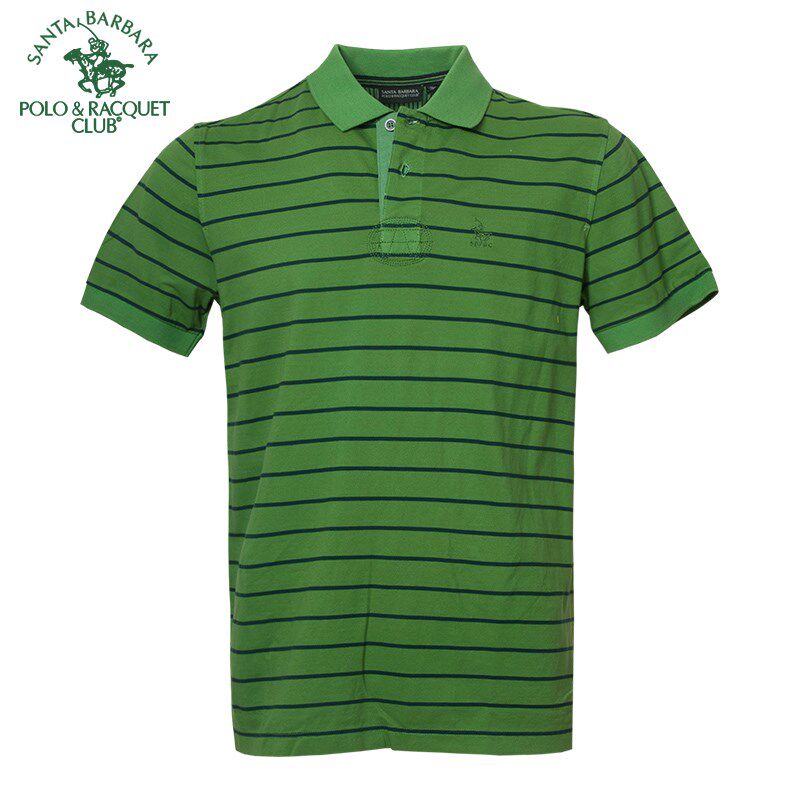 圣大保罗全棉休闲男装纯棉条纹翻领短袖T恤半袖修身版POLO衫男款