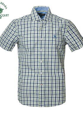 POLO圣大保罗男装商务休闲格子短袖衬衫修身版PS15WH107