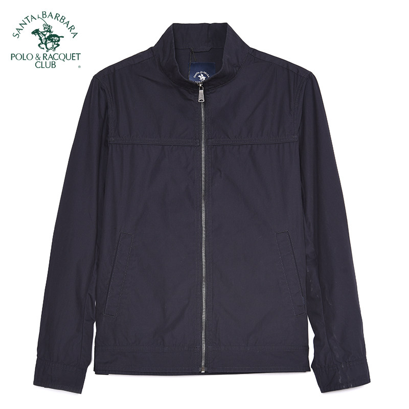 圣大保罗春秋立领夹克上衣男士商务休闲纯棉舒适修身单外套男款