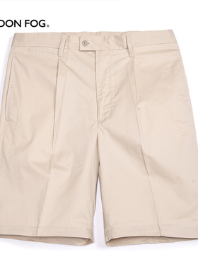伦敦雾夏季夏季男装短裤薄款中高腰宽松 休闲中裤 纯棉五分裤裤子