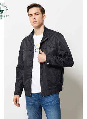 圣大保罗春夏立领单夹克男士商务休闲外套黑色薄款宽松PS11WJ