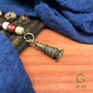 铜楞严咒汽车钥匙扣挂件舍利塔嘎乌盒个性吊坠佛塔可打开空瓶项链