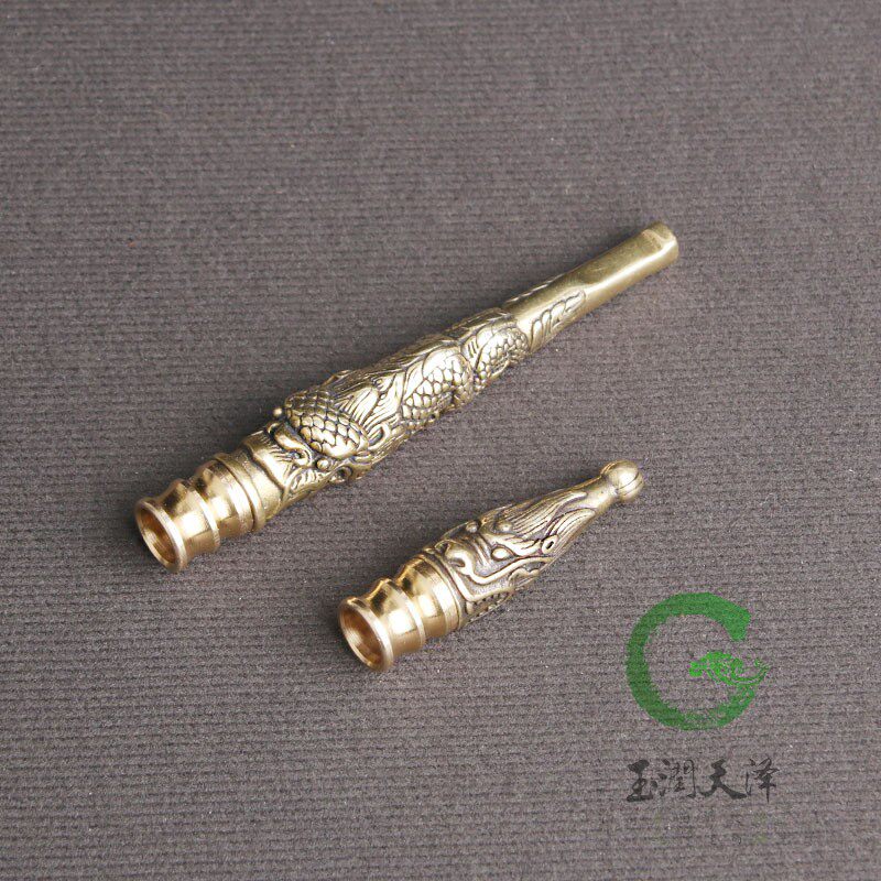 黄铜龙纹烟斗可拆卸清洗滤芯复古龙头烟嘴传统烟杆烟枪小铜器
