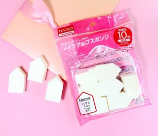 日本DAISO大创屋型化妆粉扑海绵干湿两用一次性三角棉五角棉10枚