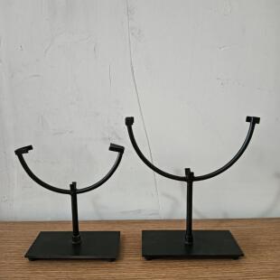 铁艺底座玉璧平安扣铜镜展示架砖雕底座圆形展示摆件托架支持定做