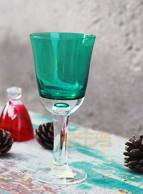 北欧原单蓝绿色扎泡无铅水晶玻璃香槟杯烈酒杯红酒杯白酒杯高脚杯