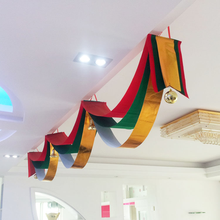 圣诞节新年挂旗 装饰品彩带波浪旗吊旗节日元旦商场超市店面布置